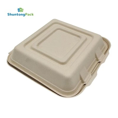 Bagasse 3-fack Clamshell-behållare